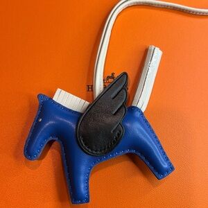 Lambskin Blue and Black Horse Pegasus Bag Charm